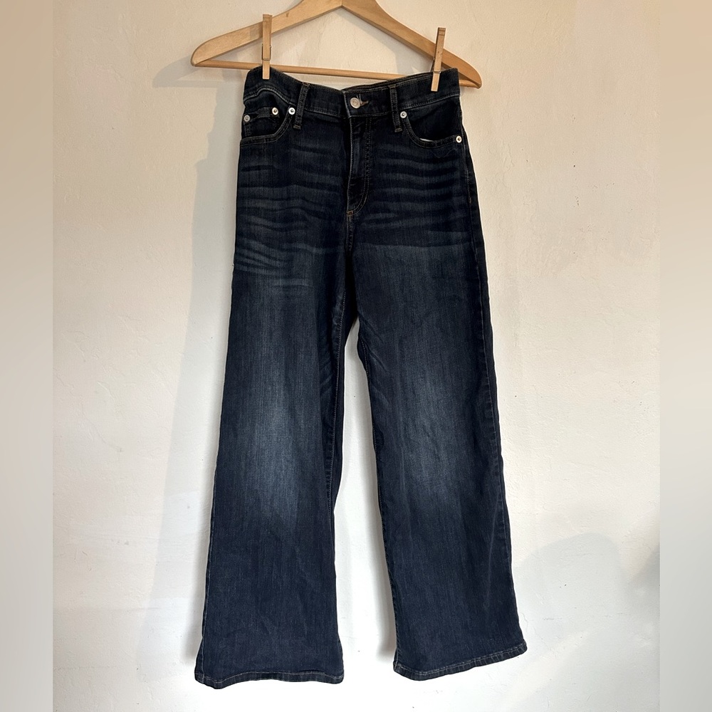 BANANA REPUBLIC wide leg high rise Petite dark Jeans 0/25